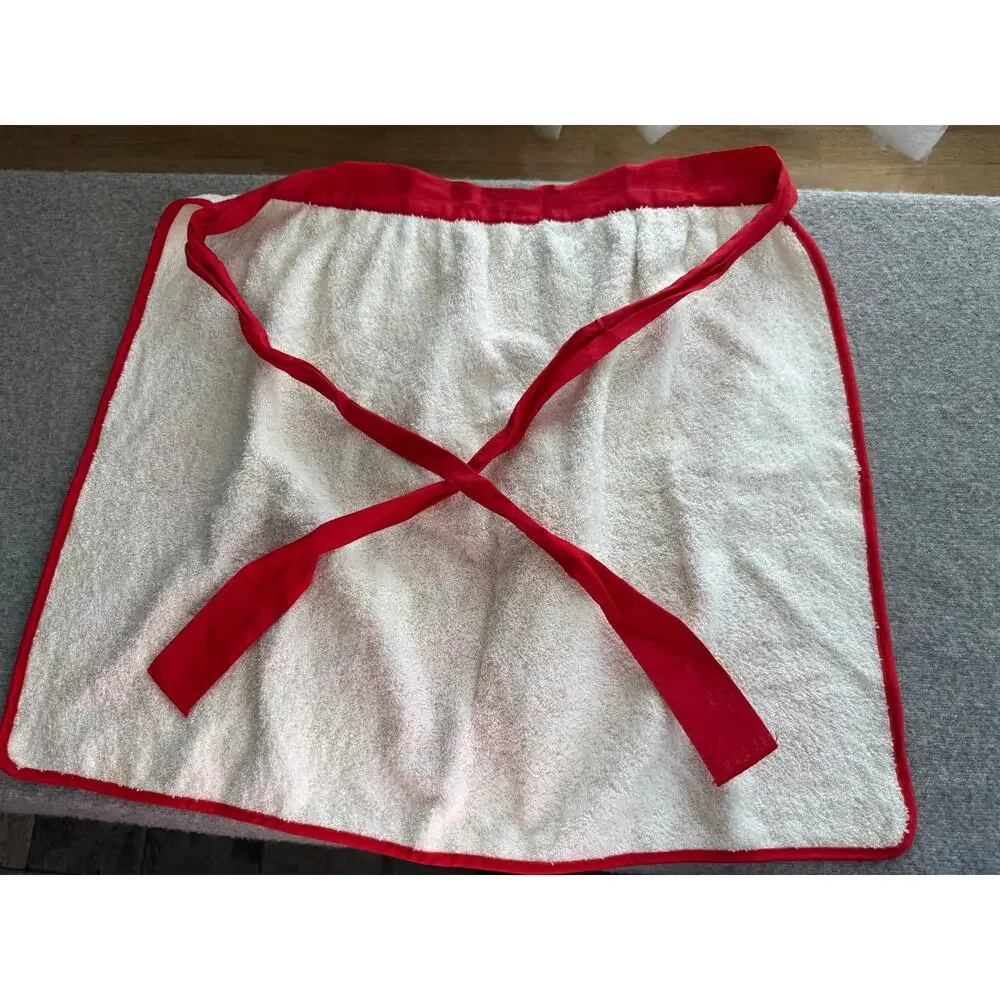 Lot of 2 Vintage Retro Red Floral Terry Towel Apron& Cotton Kitchen Items Aprons